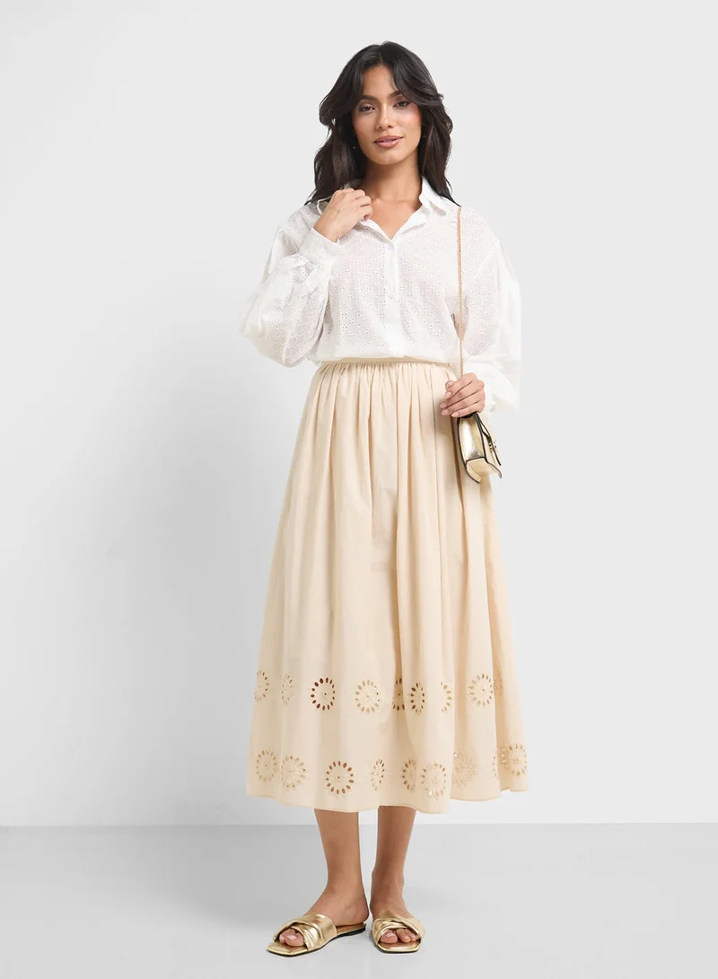 ELLA white Button Down Puff Sleeve Shirt for Women | Best Price UAE