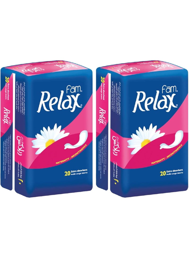 فام فوط صحية فام ريلاكس من 20 قطعة أبيض عبوة من قطعتين