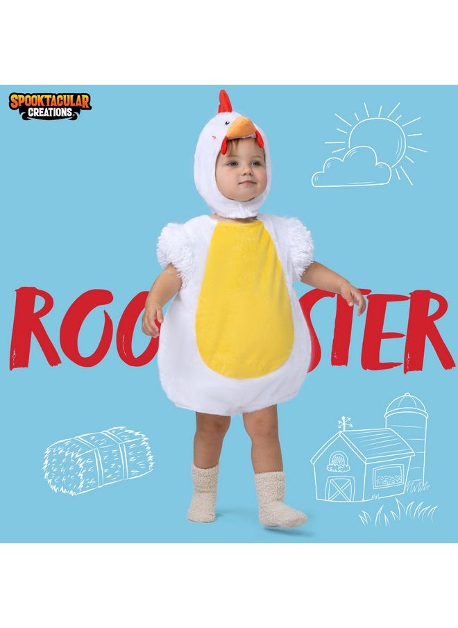 Spooktacular Creations - Halloween Unisex Baby Rooster Costume, Baby Chicken Costume With 3D Face Hood, Baby Animal Costume For Kids, Toddler For Animal Theme, Halloween Dress Up Party (12-18 Months) - Image 1