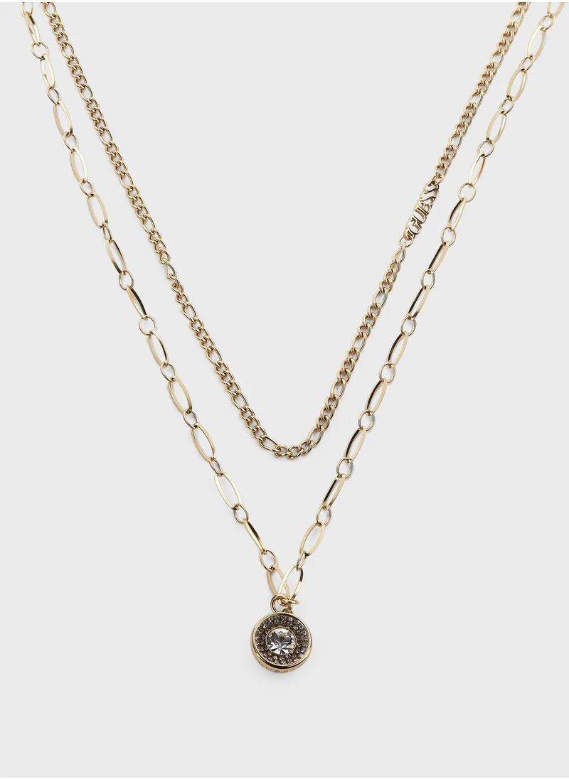 GUESS Double Chain Solitaire Necklace