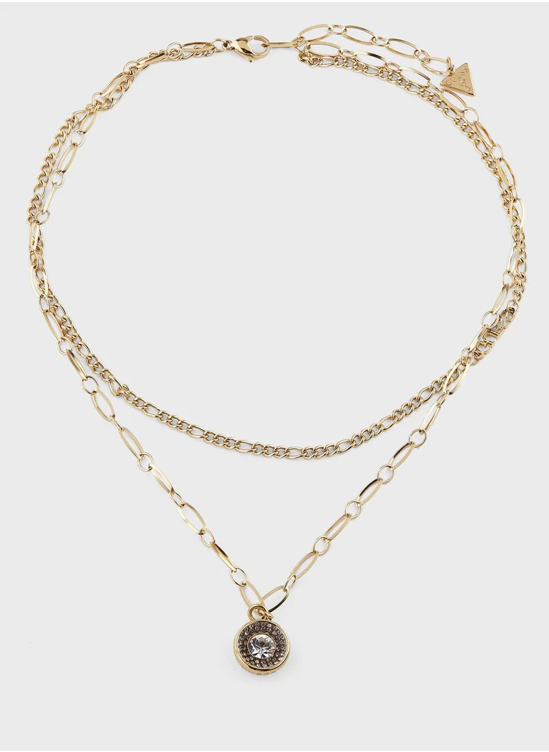 GUESS Double Chain Solitaire Necklace
