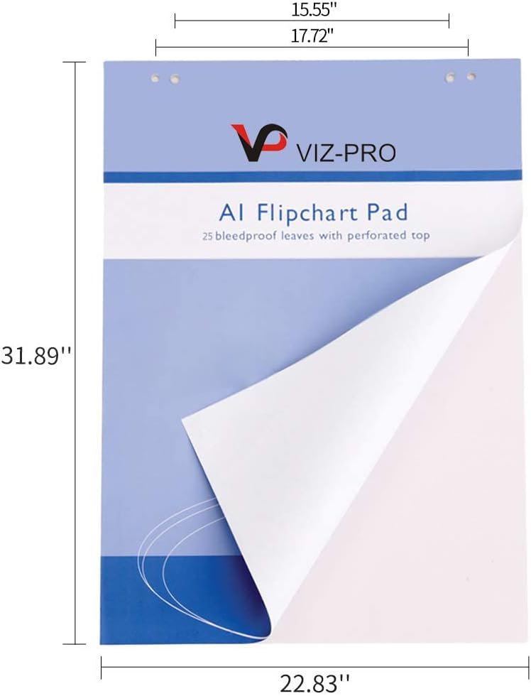 فيز برو ألواح ورقية قياسية من VIZ-PRO للمنصات، ورق للفليبشارت بحجم A1، مقاس 23 × 32 بوصة، 25 ورقة في اللوح الواحد. - Image 2