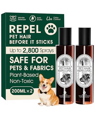 Seedshub 4-in-1 Pet Hair Remover Spray, Pet Hair Dissolver & Odor Neutralizer, Plant Based Enzymes, Safe for Pets, Clothes & Furniture, Refresh Pine Nut Scent, 13.52 fl oz, 2 Full Size Pack - Image 1