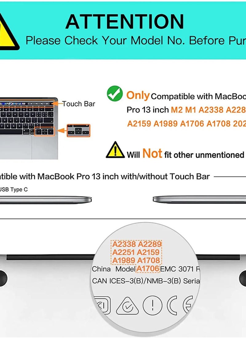كفر متوافق مع ماك بوك برو 13 بوصة 2022، 2021، 2020، 2019-2016 M2 M1 A2338 A2251 A2289 A2159 A1989 A1708 A1706 مع/بدون لمسة بار، غلاف بلاستيك صلب--أسود - pzsku/Z70F5B7351F9B84F1385BZ/45/_/1663474085/b3607252-b738-4651-851e-da7a882ebf09