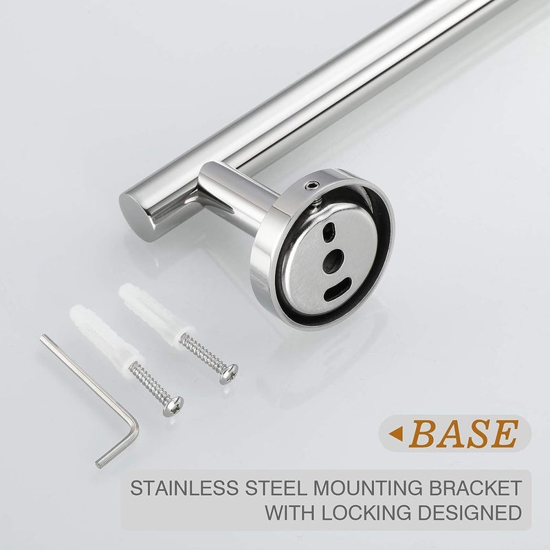 USHOWER Polished Chrome Bathroom Accessories Set  24-Inch Towel Bar Set Wall Mounted  Durable SUS304 Stainless Steel Bathroom Hardware Set  4-Piece - Image 5