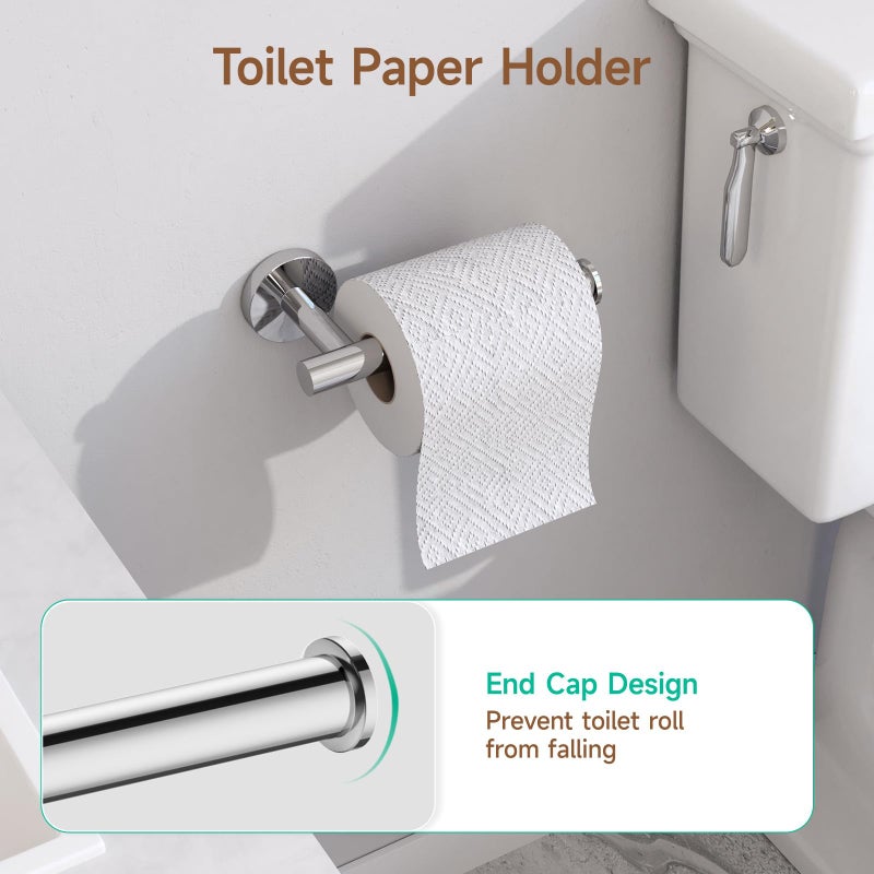 USHOWER Polished Chrome Bathroom Accessories Set  24-Inch Towel Bar Set Wall Mounted  Durable SUS304 Stainless Steel Bathroom Hardware Set  4-Piece - Image 4