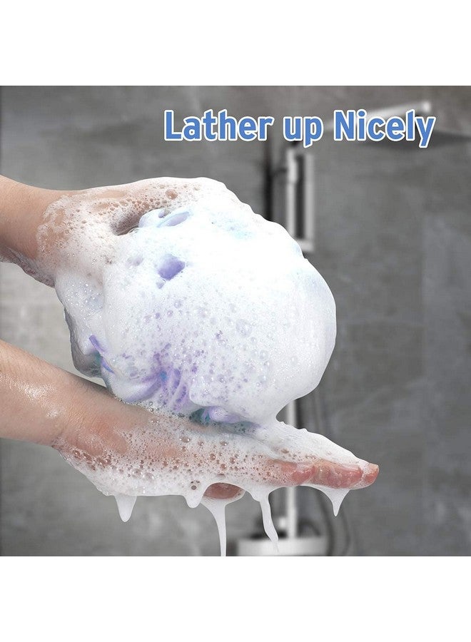 DadyMart Bath Shower Loofah Sponge 60g Bath Mesh Pouf Shower Ball Body Scrubber Exfoliating Bath Sponge for Women and Men, Set of 4, Flower - Image 2