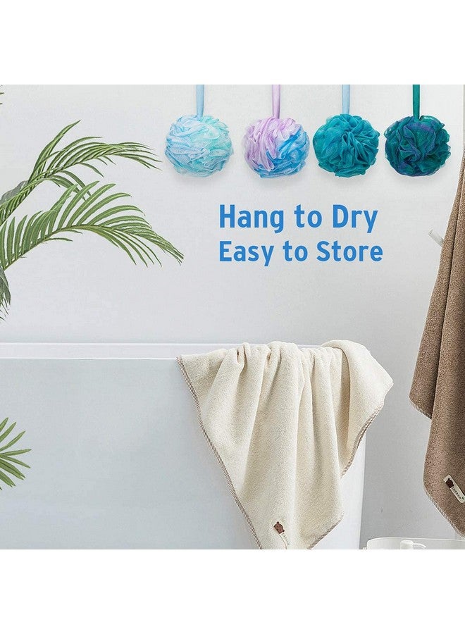 DadyMart Bath Shower Loofah Sponge 60g Bath Mesh Pouf Shower Ball Body Scrubber Exfoliating Bath Sponge for Women and Men, Set of 4, Flower - Image 5