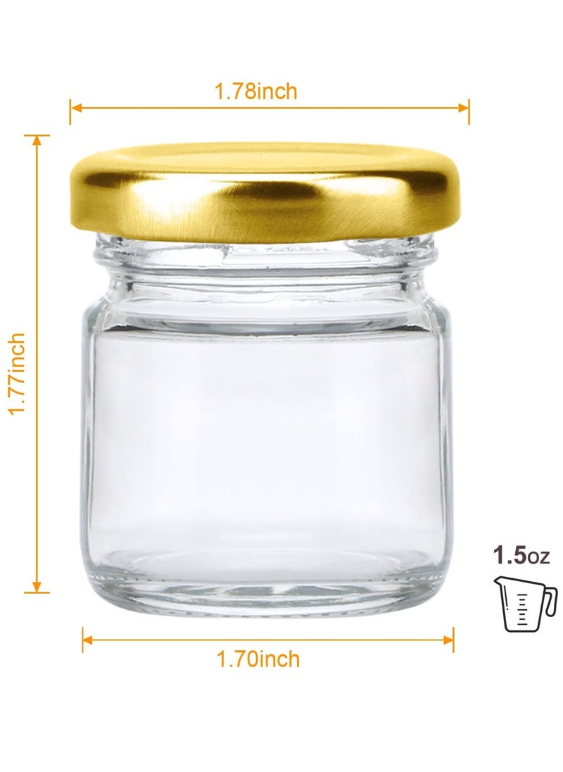 Peachjoy - Mini Glass Jars Set - Bulk Pack of 20 Small Containers with Lids, 1.5 oz Clear Glass Bottles for Honey, Jams, Crafts and Wedding Favors, Airtight, Reusable - Image 1
