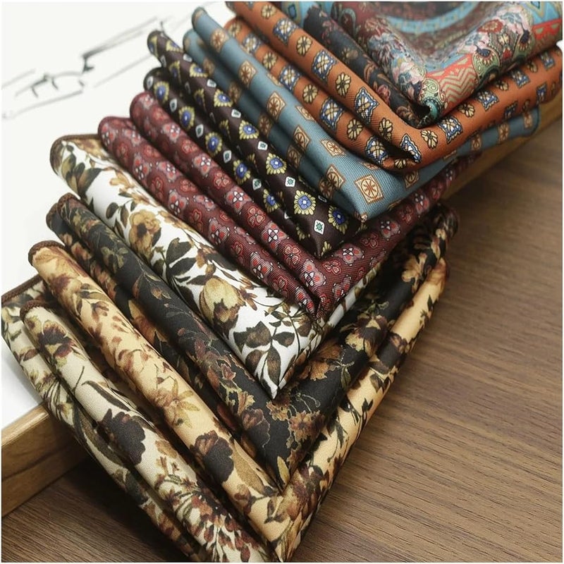 No 16 Color Mens Pocket Squares 10PCS Floral Printed Silk Handkerchief Wedding Suit Accessories - Image 5