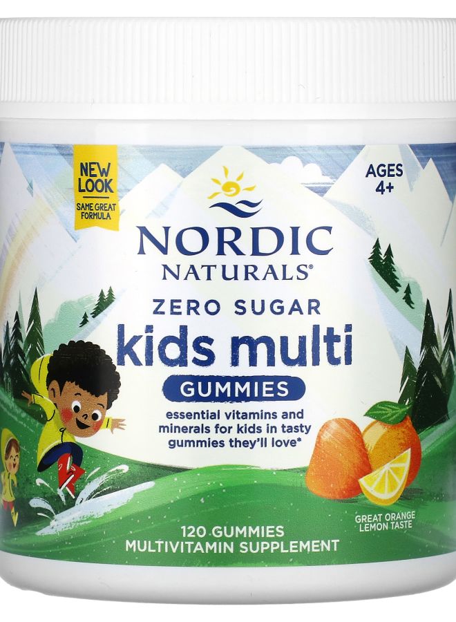NORDIC NATURALS Zero Sugar Kids Multi Gummies Ages 4 + Orange Lemon 120 Gummies 
