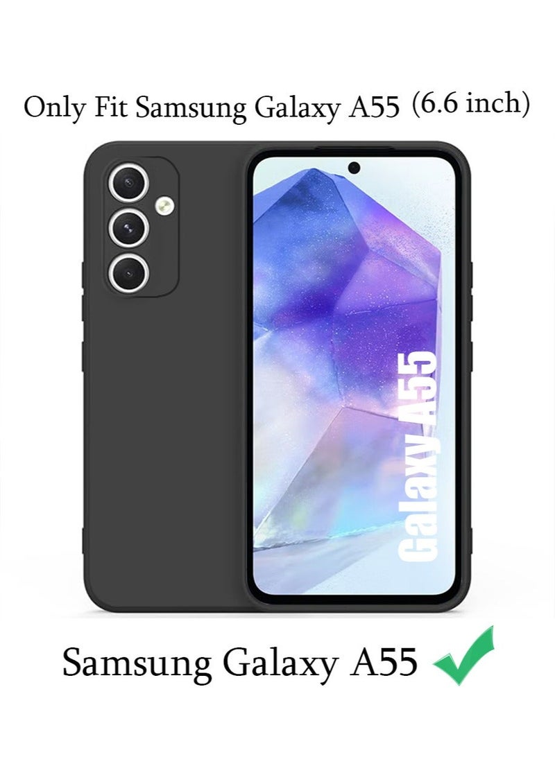 Soft Silicone Cases for Samsung Galaxy A55 5G 6.6-Inch,【Military Grade Drop Protection】 【Anti-Scratch Microfiber Lining】 Shockproof Slim Cover for Samsung Galaxy A55（Black） - Image 5