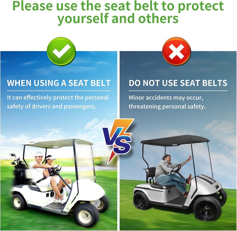 10L0L Universal 4 Passenger Golf Cart Seat Belt Kit for EZGO, Yamaha, Club Car with Bracket - Image 3