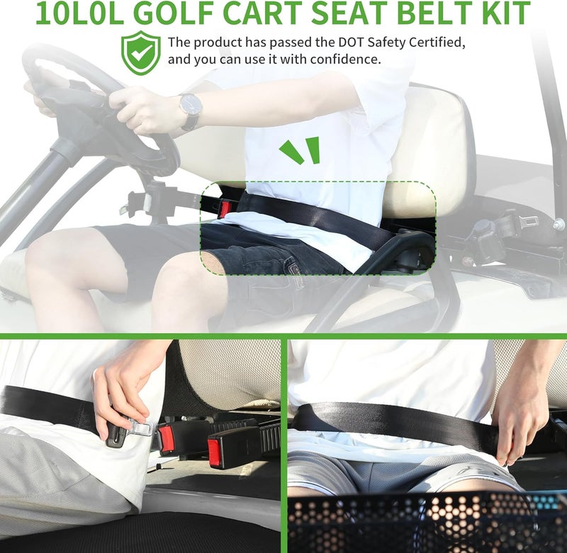 10L0L Universal 4 Passenger Golf Cart Seat Belt Kit for EZGO, Yamaha, Club Car with Bracket - Image 5