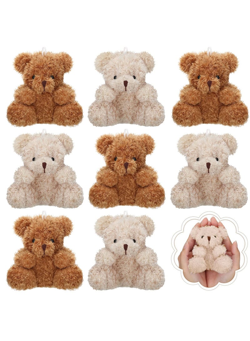KASTWAVE Plush Teddy Bear Pendant, Mini Plush Animal Soft Bear Doll Toys for Keychain Bag DIY Decorations, Birthday Wedding Graduation Gifts, Gift Box Filled Party Decorations 8pcs, Brown, Apricot  - Image 1