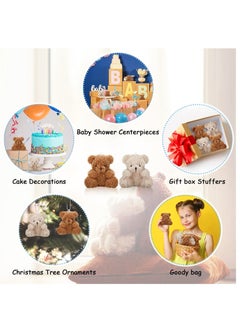 KASTWAVE Plush Teddy Bear Pendant, Mini Plush Animal Soft Bear Doll Toys for Keychain Bag DIY Decorations, Birthday Wedding Graduation Gifts, Gift Box Filled Party Decorations 8pcs, Brown, Apricot  - Image 4