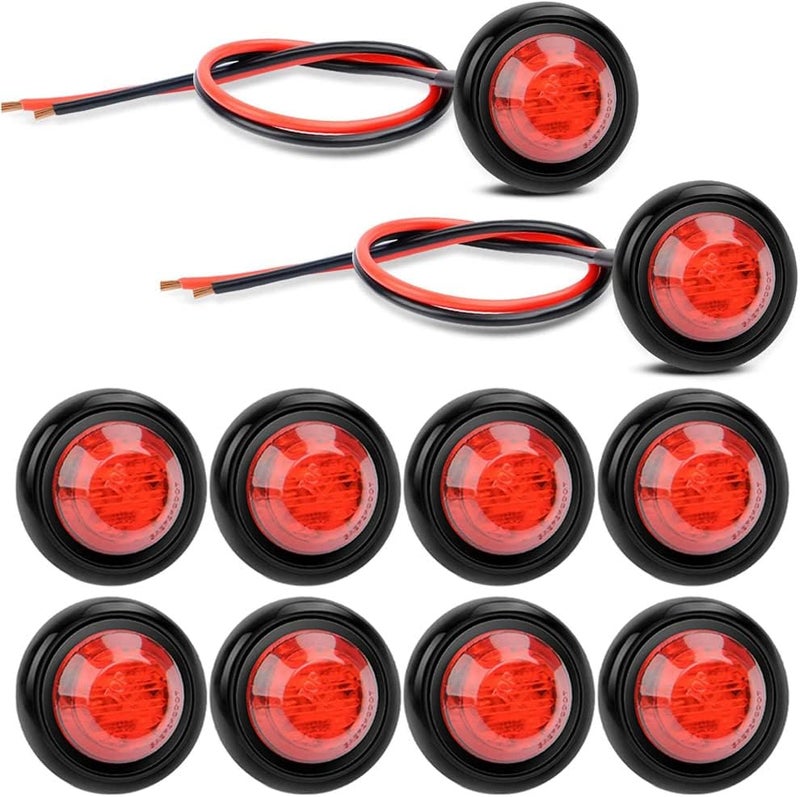Gebildet جيبيلدت 10 × ضوء مؤشر جانبي أمامي خلفي دائري LED مقاوم للماء ضوء مسافة كروية (12 فولت أحمر) مقاوم للغبار - Image 1