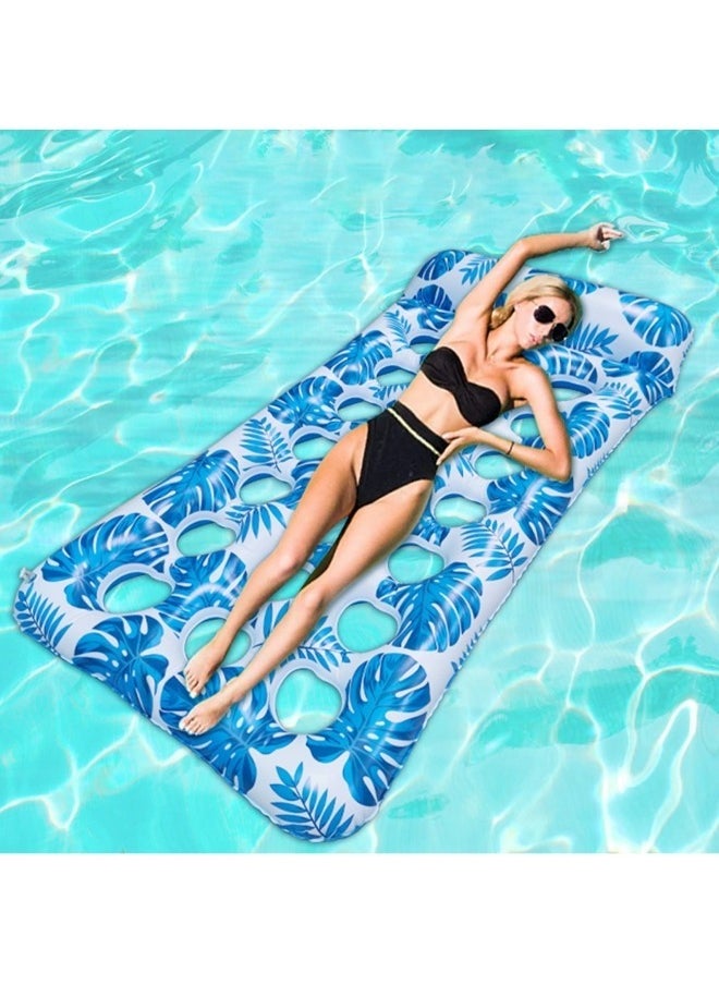 GGEROU - Pool Lounger Float,Water Lounger Pool Chair Lounge,Inflatable Pool Hammock Float 21-Cooling Holes, Floating Mat Swimming Pool Floats Toys Blue - Image 1