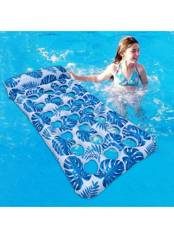 GGEROU - Pool Lounger Float,Water Lounger Pool Chair Lounge,Inflatable Pool Hammock Float 21-Cooling Holes, Floating Mat Swimming Pool Floats Toys Blue - Image 1