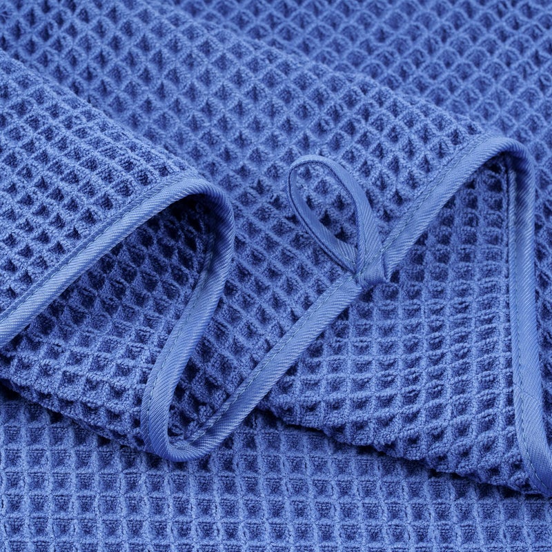 POLYTE 430 GSM Microfiber Quick Dry Lint Free Oversize Bath Towel Set, 6 Piece (Waffle Weave) - Image 4