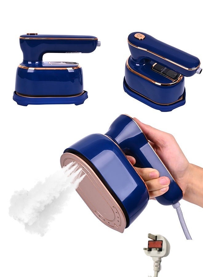 Cuken مكواة بخار صغيرة محمولة للسفر، قوة عالية 1000 وات، محمولة باليد 180¬∞ مكواة قابلة للطي للسفر والمنزل والمسكن الجامعي، باللون الأزرق - Image 2