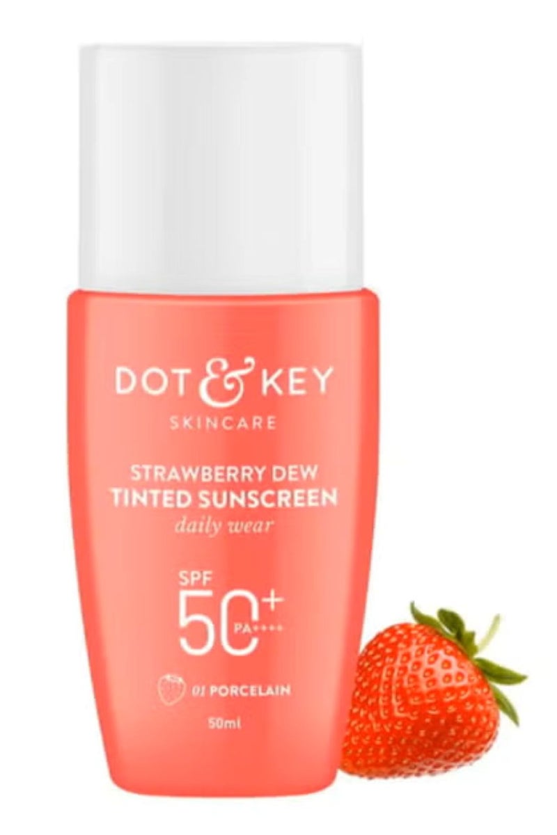 Dot & Key Strawberry Dew Tinted Sunscreen SPF 50+ Pa++++ - 01 Porcelain | Protection Against UA/UB | Broad Spectrum, Water & Sweat resistant | For All Skin Types | 50ml - Image 1