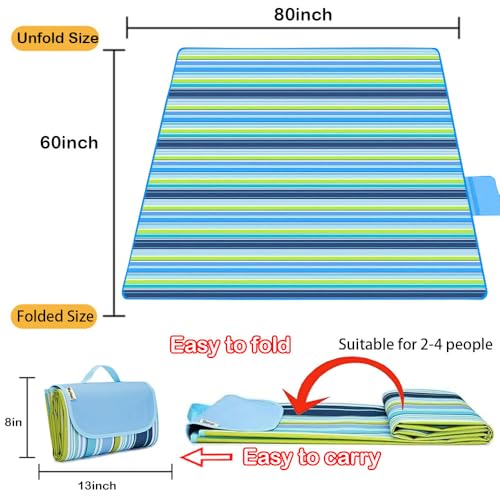 PUPOPIK Picnic Beach Blanket, Picnic Mat 80x60in Waterproof Foldable, Family Mat, Portable Large Picnic Blankets for Travel, Hiking, Music Festival - Image 5