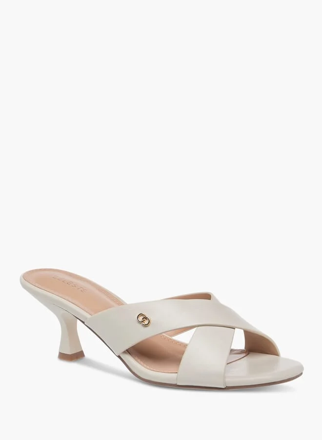 سيليست صنادل نسائية بكعب عريض بحزام متقاطع سهلة الارتداء