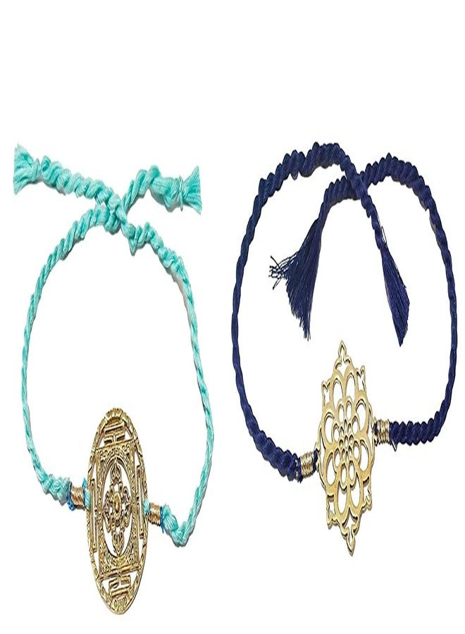 ATHZ Rakhi combo 2 pieces with brass dial of tibetan mandala design and third eye chakra design || bhaiya rakhi - Image 1