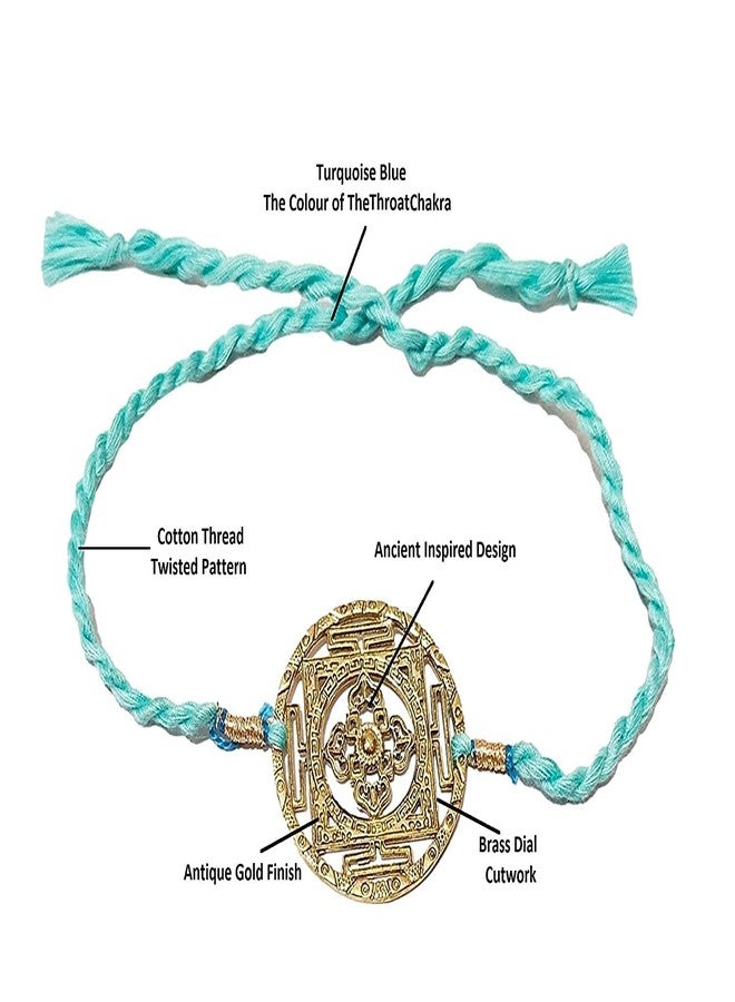 ATHZ Rakhi combo 2 pieces with brass dial of tibetan mandala design and third eye chakra design || bhaiya rakhi - Image 5