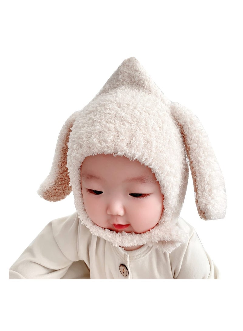 Baby Beanie Earflaps Hat, Lamb Wool Baby Winter Hat Earflaps Fleece Hats, Toddlers Warm Beanie Skull Cap for Kids Boys Girls 9M-3Yrs