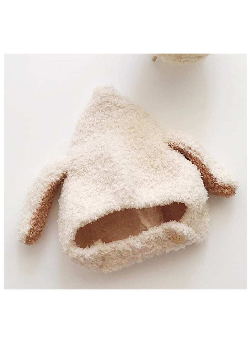 Baby Beanie Earflaps Hat, Lamb Wool Baby Winter Hat Earflaps Fleece Hats, Toddlers Warm Beanie Skull Cap for Kids Boys Girls 9M-3Yrs