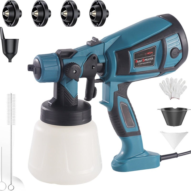 1000W high-power electric painting machine, with adjustable spraying width knob, 1400ML container, 4 nozzles and 3 modes, easy to clean, suitable for furniture, cabinets and houses painting - Image 1