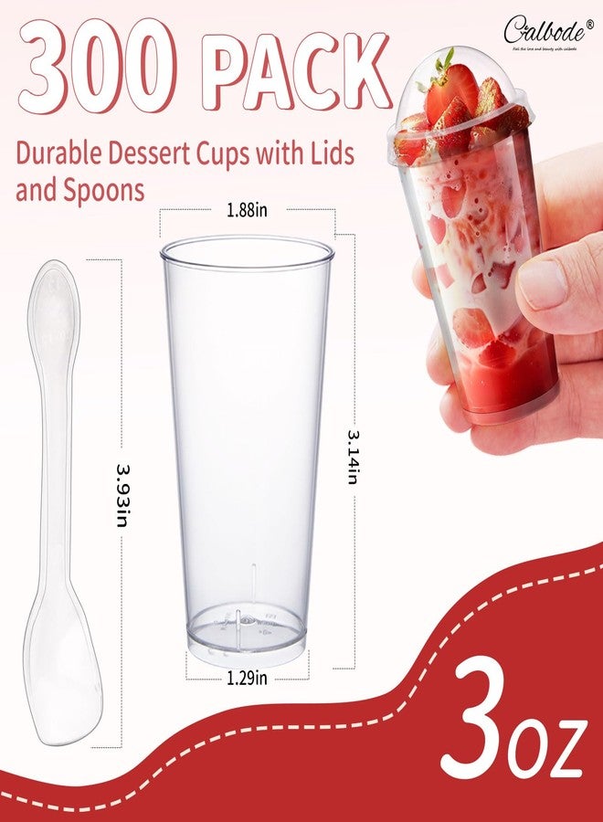 CALBODE 300 Mini Dessert Cups 85G with Lid and Spoon - 100 Sets; Disposable Clear Plastic for Parfait, Small Bowl Serve At Parties, Desserts, Appetizers, Buffet, Wedding - Image 2