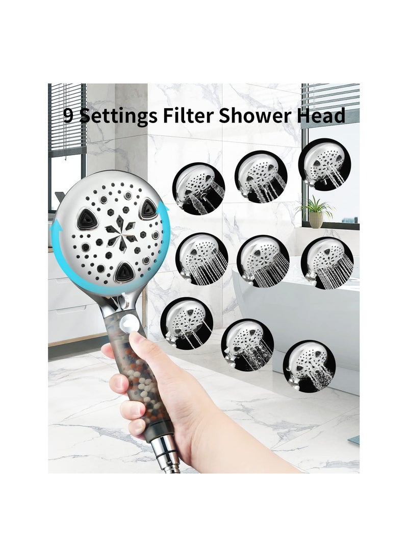 SYOSI Shower Head, High Pressure Handheld Showerhead with Filter, 9-Mode Spray Showerhead, Effective Water Pressure Control, for Dry Skin & Hair, for Cleaning Pets, Bathrooms, Blankets Etc.(1 Pack) - Image 4