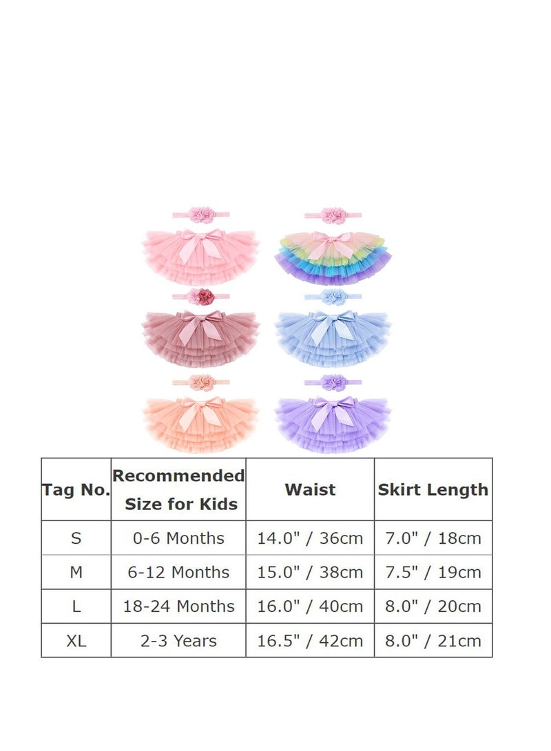 Baby Girl Tutu Skirt with Diaper Cover Toddler Girls Tulle Bloomers and Headband First Birthday Cake Smash Outfits Tutu Skirts Toddler Ballet Skirt Layered Fluffy Dance Skirt Birthday Dress 6-12M  - Image 5