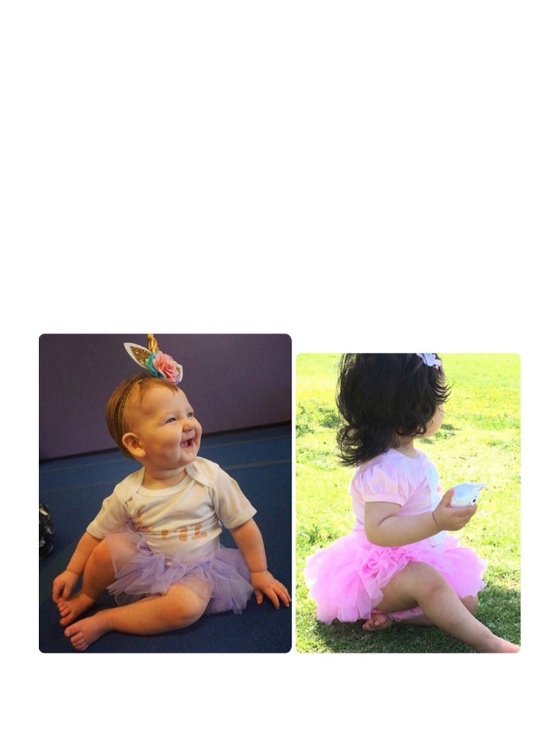 Baby Girl Tutu Skirt with Diaper Cover Toddler Girls Tulle Bloomers and Headband First Birthday Cake Smash Outfits Tutu Skirts Toddler Ballet Skirt Layered Fluffy Dance Skirt Birthday Dress 6-12M  - Image 2