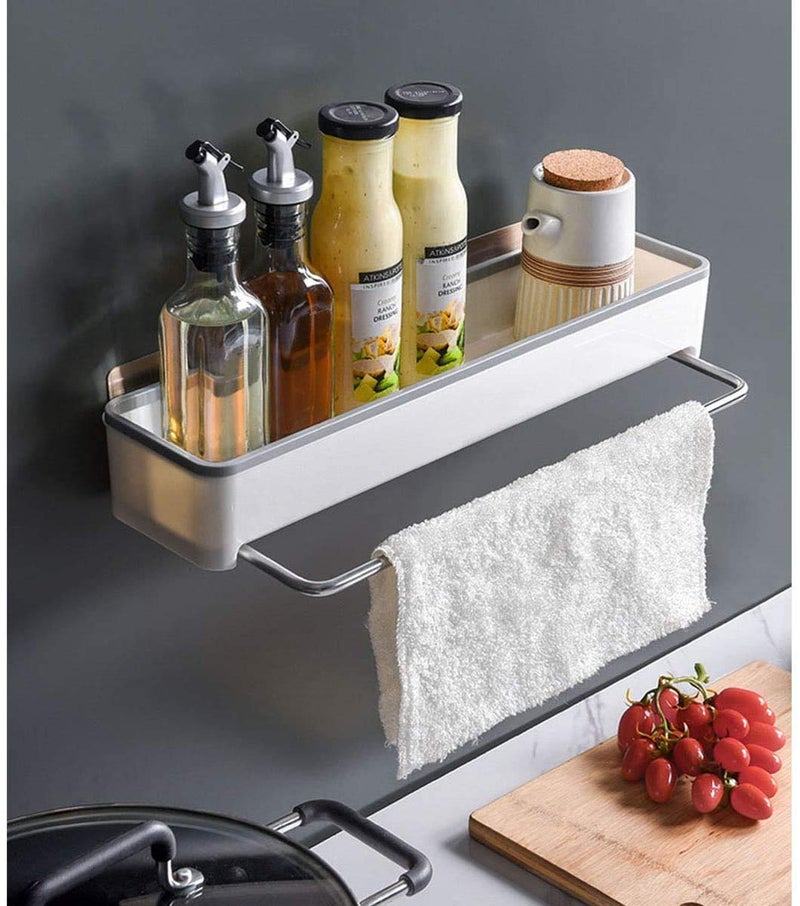 Gopendra Shower Caddy with Detachable Towel Bar, Multi-Purpose Bathroom Organiser Shelf for Kitchen Toilet, Wall Mounted (AV 194 Self with Towel Rack) - Image 4