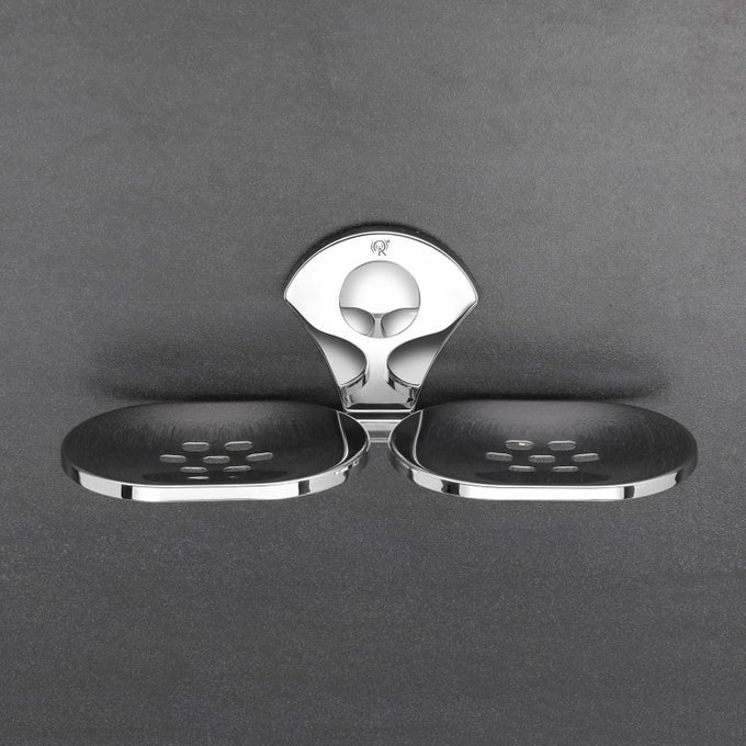 STAINLESS STEEL CHROME FINISH SQUARE DOUBLE SOAP DISH HOLDER FOR BATHROOM SOAP CASESOAP STAND FOR KITCHEN BATHROOM ACCESSORIES PACK OF 1 ROYAL DOUBLE SOAPDISH