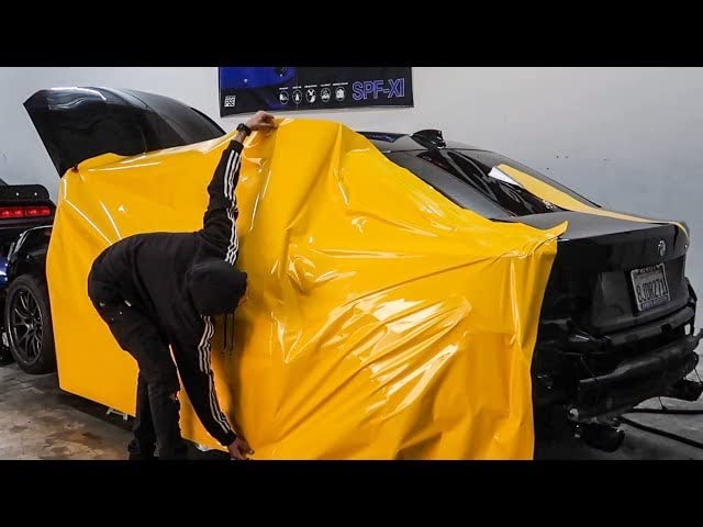 HAPPYMATES Self Adhesive Vinyl Wrap DIY Auto Wrap Film Fit Most Cars & Bikes Waterproof Car Sticker Vinyl Sheet, Interior Sticker, Heat Resistant (12 X 60 Inch, Yellow) - Image 3