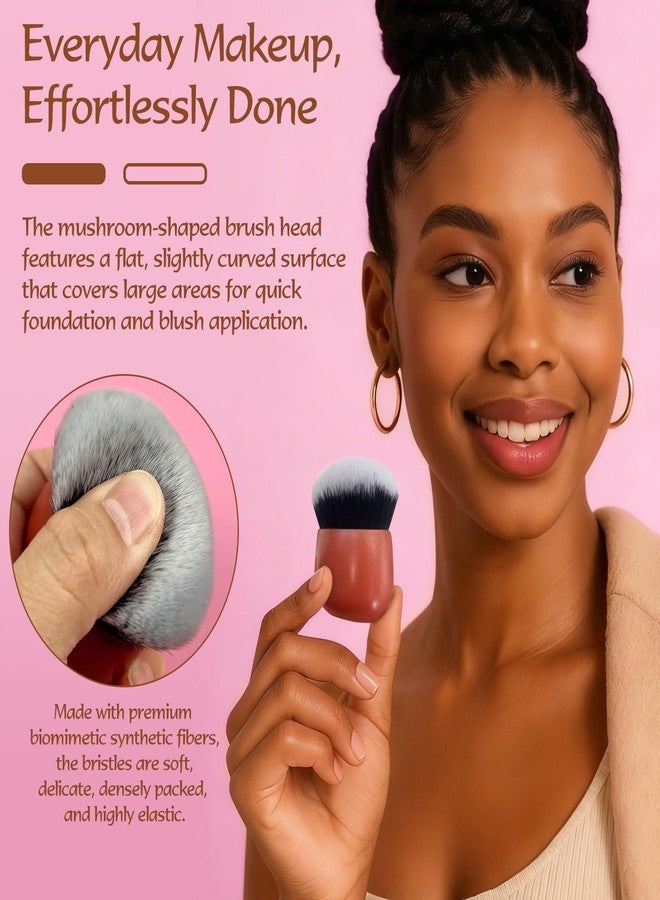 Brvlsoc Foundation Blender Brush – Kabuki Style Makeup Tool for Face & Body, Dense Synthetic Fibers for Liquid, Cream, or Powder Foundation, Handle-Free, 1 Piece - Image 2