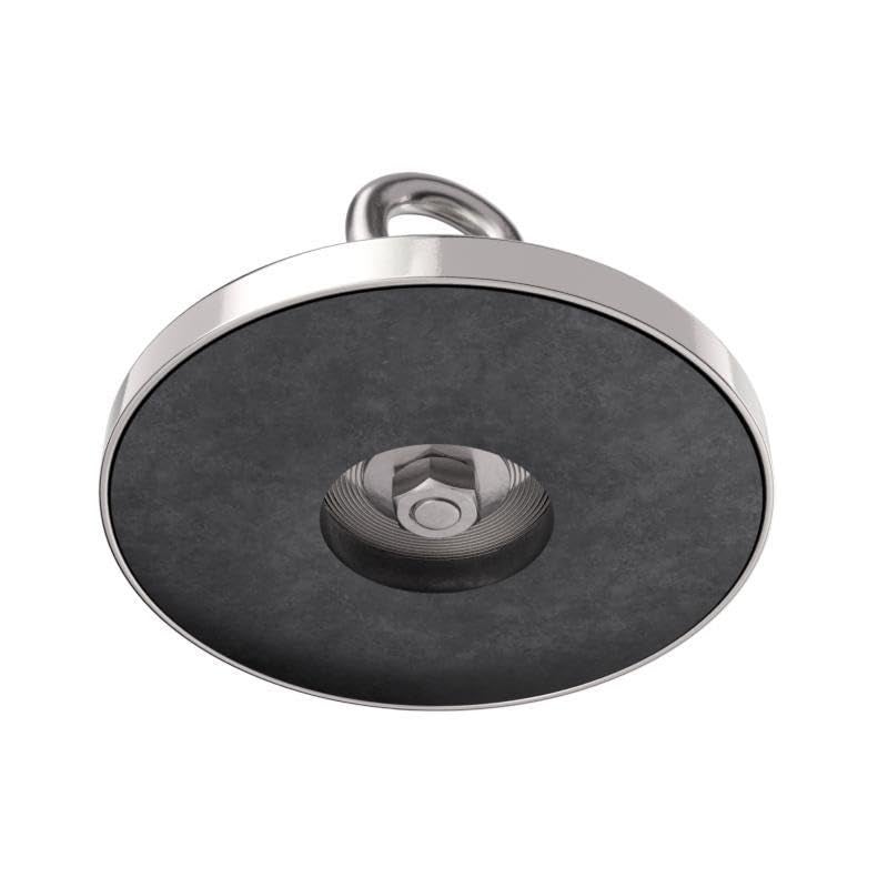 Master Magnetics Ceramic Round Base Magnet with Eyebolt Pack - Heavy-Duty Strong Magnets - 200 lb Pull Each - Chrome-Plated - 4.90” D - 4.187” H - 1-Pack - Image 4