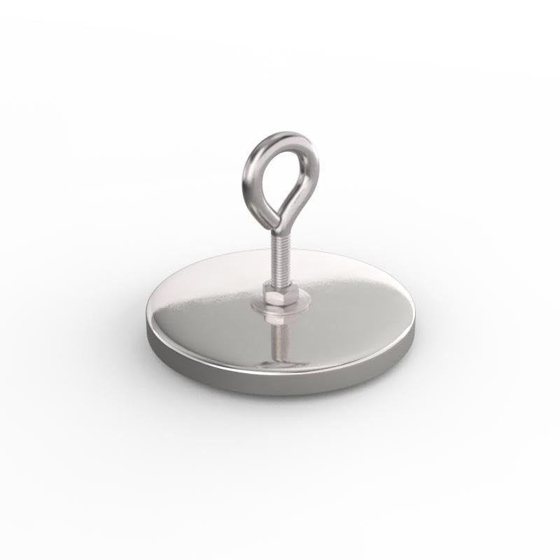 Master Magnetics Ceramic Round Base Magnet with Eyebolt Pack - Heavy-Duty Strong Magnets - 200 lb Pull Each - Chrome-Plated - 4.90” D - 4.187” H - 1-Pack - Image 3