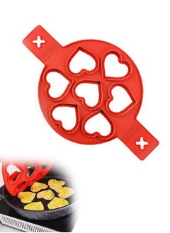 Generic Pancake Molds Ring Fried Egg Mold, Reusable High Temperature Resistant Silicone Non Stick Pancake Maker Egg Ring Maker, Breakfast Household Mold for Sandwich Muffins Pancake (Red)  - Image 1