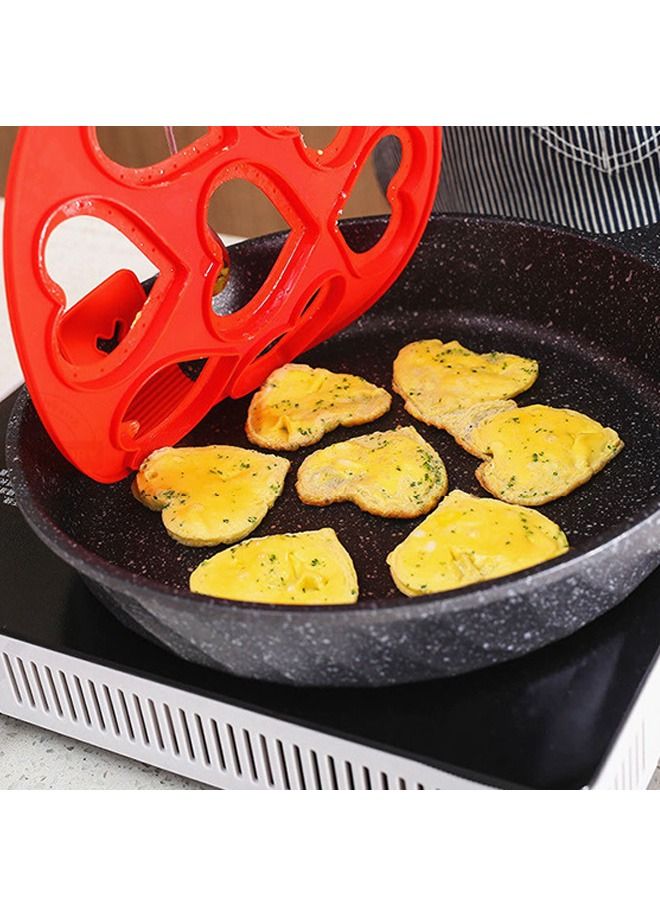 Pancake Molds Ring Fried Egg Mold, Reusable High Temperature Resistant Silicone Non Stick Pancake Maker Egg Ring Maker, Breakfast Household Mold for Sandwich Muffins Pancake (Red)  - Image 4