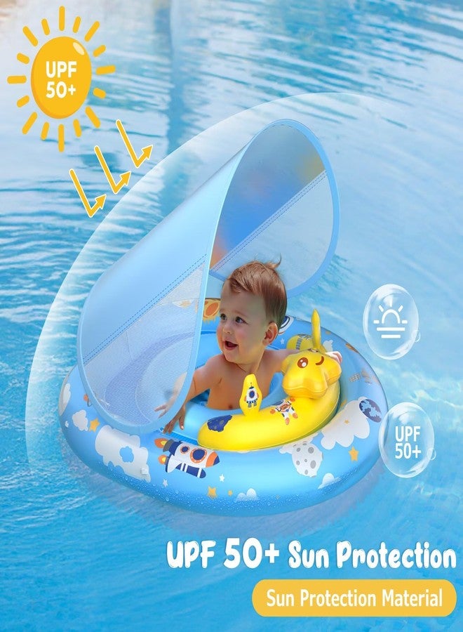 WayEee Baby Pool Float with UPF50+ Canopy - Inflatable Swim Float, Adjustable Safety Seat, Toy Play Console, Sun Protection for Baby 6-36 Months, Infant, Todder Summer Gift, Pool, Bathtub, Beach, Blue - Image 2