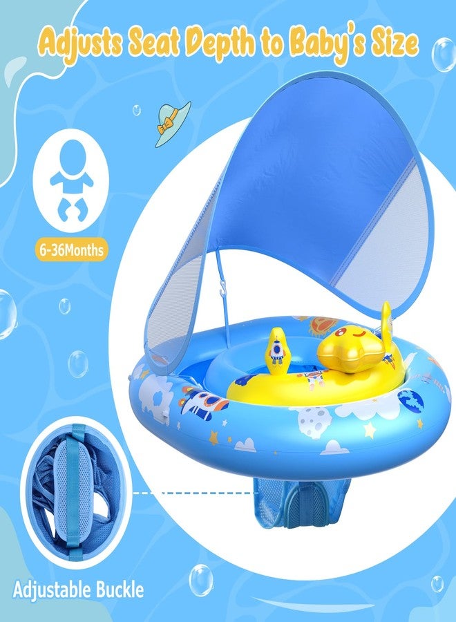 WayEee Baby Pool Float with UPF50+ Canopy - Inflatable Swim Float, Adjustable Safety Seat, Toy Play Console, Sun Protection for Baby 6-36 Months, Infant, Todder Summer Gift, Pool, Bathtub, Beach, Blue - Image 3