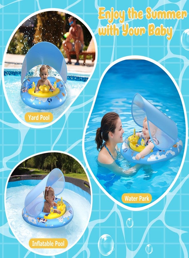 WayEee Baby Pool Float with UPF50+ Canopy - Inflatable Swim Float, Adjustable Safety Seat, Toy Play Console, Sun Protection for Baby 6-36 Months, Infant, Todder Summer Gift, Pool, Bathtub, Beach, Blue - Image 5