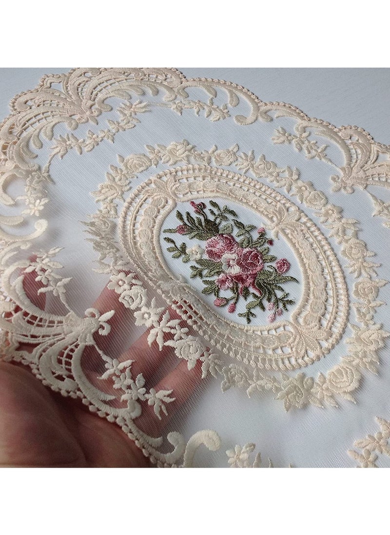RTYY Retro Lace Placemats, French Crochet Doilies, Handmade Embroidered Table Mats, 12x16.5inch Beige Place Mats Cup Mat  - Image 4