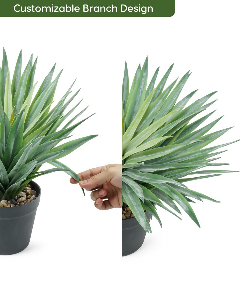 Velener Artificial Agave Plant in Black Pot with Real Stone Pebbles, Large Fake Agave Plants for Indoor and Outdoor-15 inches Tall, 81 Leaves - Image 5